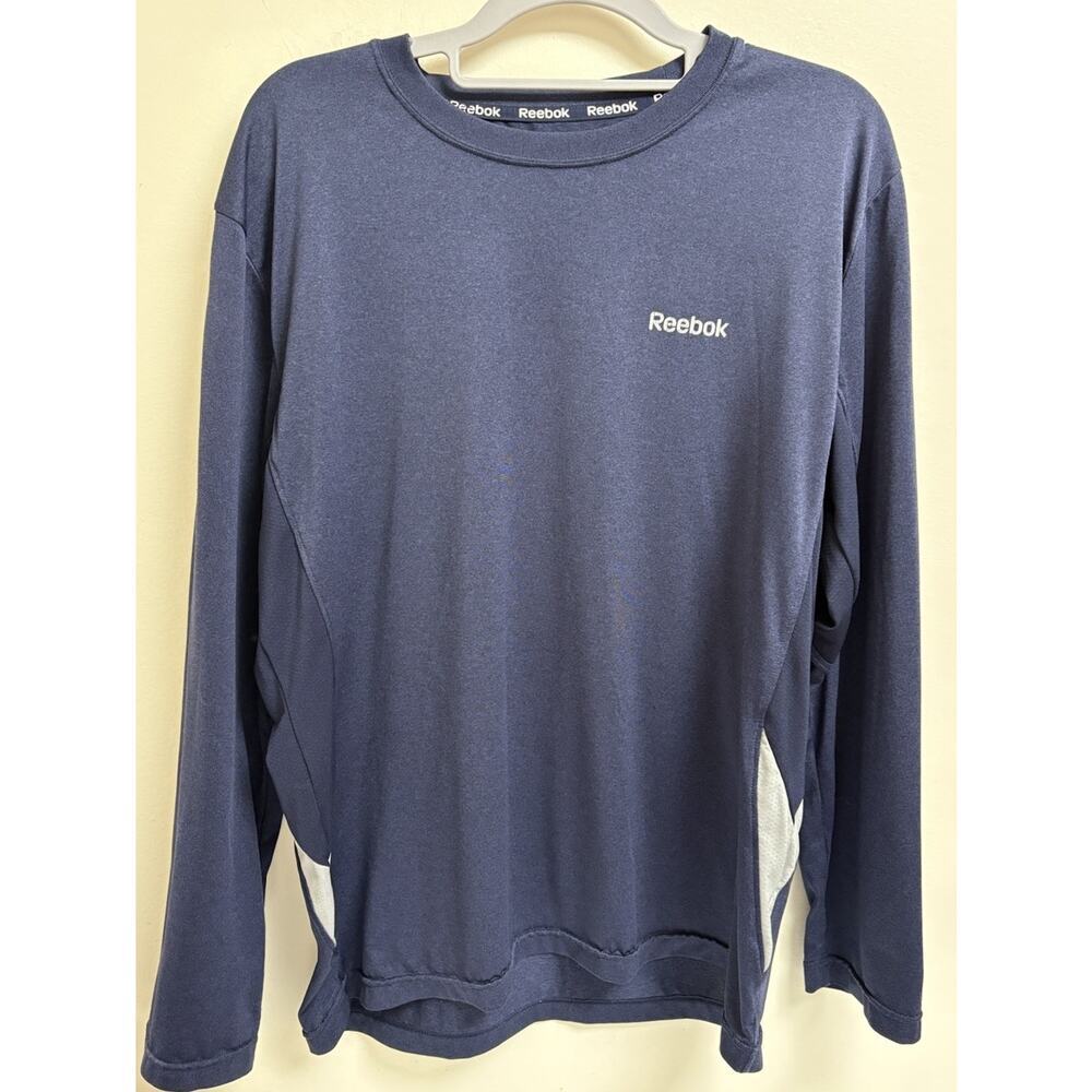 Reebok Men's Small Long Sleeve Athletic Shirt Navy Blue Performance Training Tee
